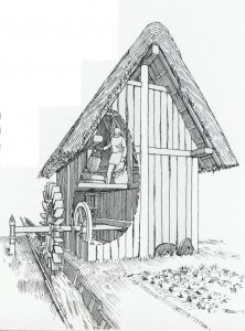 Rekonstruktion der frühmittelalterlichen Wassermühle in Dasing (8. Jahrhundert)