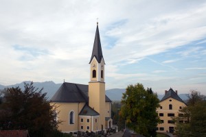 Blick vom Rathausturm zur St. Jakobus Kirche